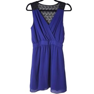 BCBG GENERATION BLUE & BLACK LACE BACK DRESS SIZE 4